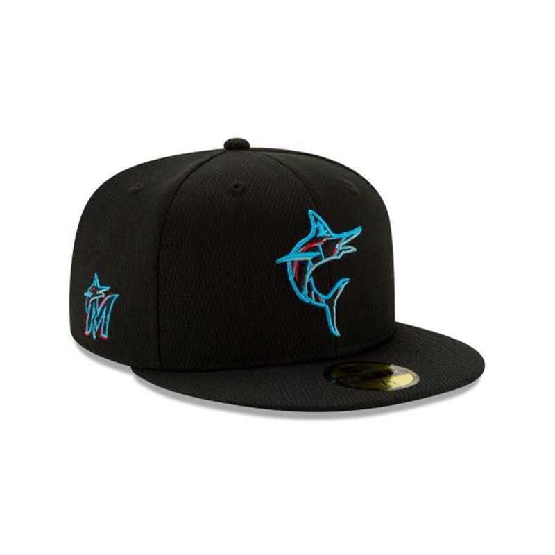 MLB Miami Marlins Batting Practice 59Fifty Fitted (YBN7629) - Black New Era Caps